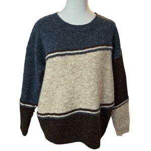LUMIERE Blue, Brown, Tan Sweater